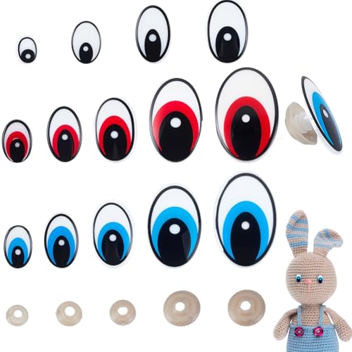 AHANDMAKER 72 Set Ovale Sicherheitsaugen 3 Farben Häkelaugen Mit Unterlegscheiben Kawaii Puppenaugen Für Stofftiere Amigurumis Häkelbären von AHANDMAKER