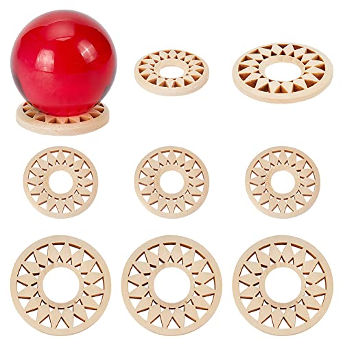 AHANDMAKER 8 Stück Blume Holz Shere Halter Kristallständer, 2 Stil Hohle Holz Display Halter Lotus Form Display Basen für Natur Stein Kristall Diamant Ball Stein Sammlung Zubehör von AHANDMAKER