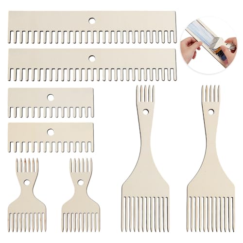 AHANDMAKER 8 Stück Holz Webstuhlkamm 4 Stil Gobelin Klopfkamm Doppelseitiger Holz Webkamm Fransenkamm DIY Geflochtene Werkzeuge Zum Stricken von Handarbeitsteppichen AHANDMAKER 8 Stück Holz Webstuhlkamm 4 Stil Gobelin Klopfkamm Doppelseitiger Holz Webkamm Fransenkamm DIY Geflochtene Werkzeuge Zum Stricken von Handarbeitsteppichen von AHANDMAKER