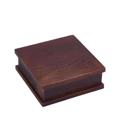 AHANDMAKER Dekorative Ausstellungssockel Mit Holzsockel, Display-Sockel aus Holz 5.1 x 5.1 x 1.9 Zoll Vase Basis Quadratischer Holzsockel Ständer Display Basis Für Teekanne Pflanze Kokosnuss Braun von AHANDMAKER