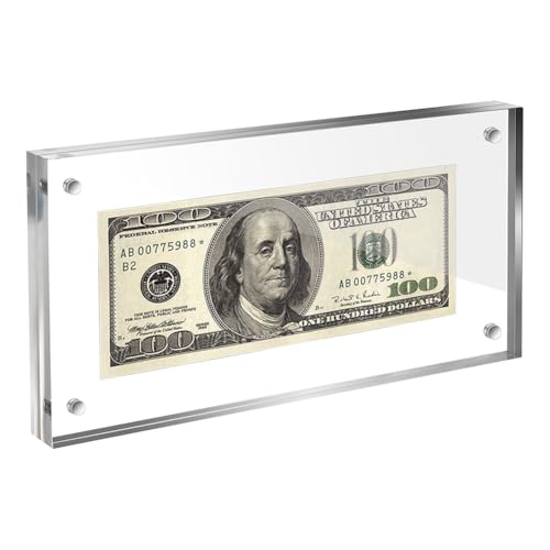 AHANDMAKER Dollarschein Rahmenanzeige Selbststehender Geldanzeiger Aus Acryl Dollarhalter Doppelseitiger Geschäftslizenzrahmen Bilderrahmen Für Geld Tickets Bilder Fotos Briefmarken 7.9 x 3.9 Zoll AHANDMAKER Dollarschein Rahmenanzeige Selbststehender Geldanzeiger Aus Acryl Dollarhalter Doppelseitiger Geschäftslizenzrahmen Bilderrahmen Für Geld Tickets Bilder Fotos Briefmarken 7.9 x 3.9 Zoll von AHANDMAKER