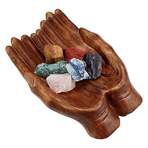 AHANDMAKER Geschnitzte Hand dekorative Schale, Kristallhalter für Steine Display, Kristalltablett, Kristalldisplay Regal, Holz Schlüsselschüssel, Opferschale für Rock Display, Holzschalen für Dekor AHANDMAKER Geschnitzte Hand dekorative Schale, Kristallhalter für Steine Display, Kristalltablett, Kristalldisplay Regal, Holz Schlüsselschüssel, Opferschale für Rock Display, Holzschalen für Dekor von AHANDMAKER