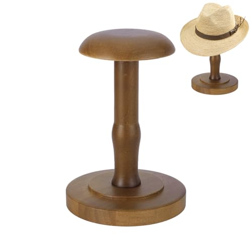 AHANDMAKER Hutständer Aus Holz Für Den Tisch Vintage Stil Kuppelförmiger Huthalter Ausstellungsständer Cap Organizer Und Präsentationsständer Für Fedora Sonnenhüte Strohhüte Perücke 124x230mm von AHANDMAKER