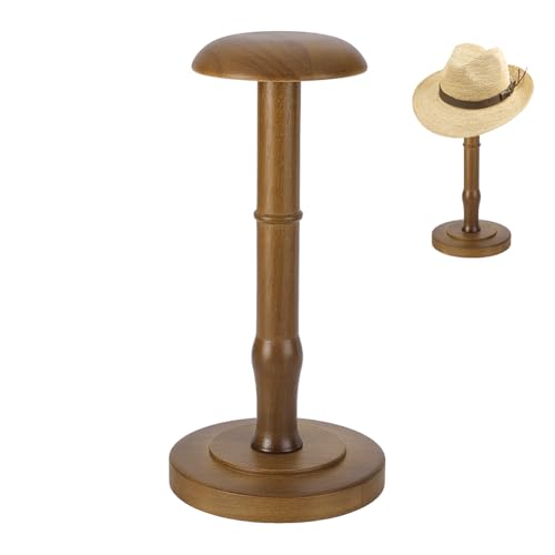 AHANDMAKER Hutständer Aus Holz Für Den Tisch Vintage Stil Kuppelförmiger Huthalter Ausstellungsständer Cap Organizer Und Präsentationsständer Für Fedora Sonnenhüte Strohhüte Perücke 160x336mm von AHANDMAKER