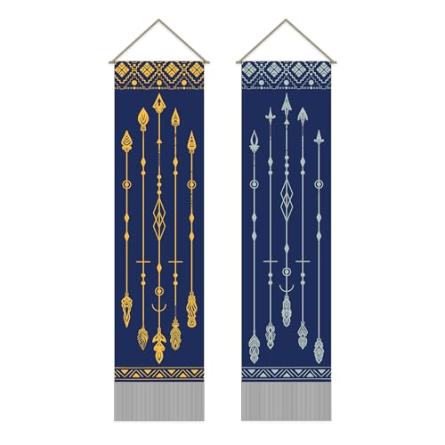 AHANDMAKER Packung Mit 2 Wandteppichen In Bogen- Und Pfeilform, Pfeil, Vertikaler Böhmischer Wandteppich, Mystischer Böhmischer Quasten-Wandteppich, Wandbehang, 13 x 51 Zoll von AHANDMAKER