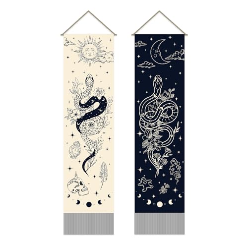 AHANDMAKER Packung Mit 2 Wandteppichen Mit Sonnen-, Mond- Und Schlangendruck, Schlangen-Vertikaler Böhmischer Wandteppich, Mystischer Böhmischer Quasten-Wandteppich, Wandbehang, 13 x 51 Zoll AHANDMAKER Packung Mit 2 Wandteppichen Mit Sonnen-, Mond- Und Schlangendruck, Schlangen-Vertikaler Böhmischer Wandteppich, Mystischer Böhmischer Quasten-Wandteppich, Wandbehang, 13 x 51 Zoll von AHANDMAKER