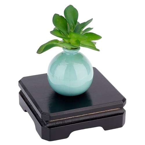 AHANDMAKER Quadrat Holz Display Basis, Schwarz Keepsake Display Sockel Riser Holz-Display-Ständer Vase Fischtank Tee-Set Statue Basis Haushalt Handwerk Sockel, 5,3" W x 5,3“ D x 1,7“ H von AHANDMAKER
