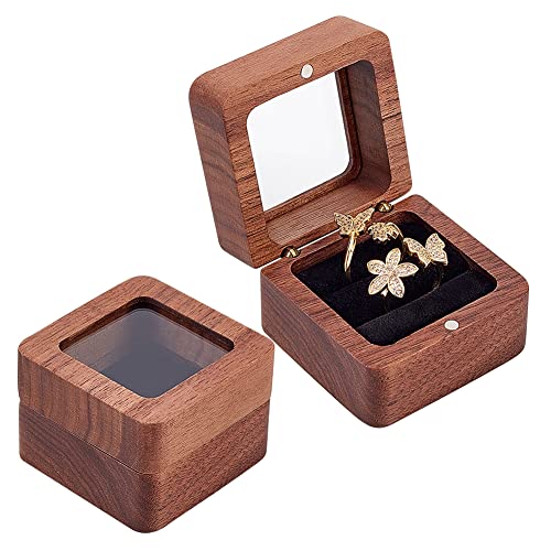 AHANDMAKER Ringschatulle Aus Holz Für Die Hochzeitszeremonie, 2 Slots Wooden Ring Bearer Pillows Box Für 2 Ringe, Rustikale Ringhalterbox Für Vorschlag, Verlobung, Hochzeitstag, Geburtstag, Fenster von AHANDMAKER