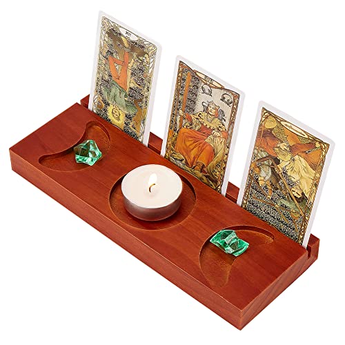 AHANDMAKER Tarot-Kartenhalter Ständer Display, Hölzernes Tarot, Das Dekoratives Tablett Liest, Tarot-Brett-Altarständer, Postkarten-Kerzenständer Mit Mondphasen Für Witch Divination Wiccan Altar Decor von AHANDMAKER