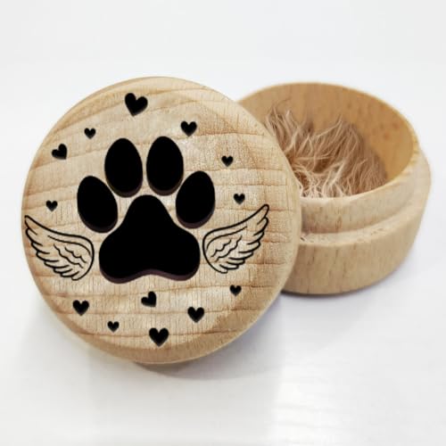 AHANDMAKER Tierhaar Andenkenbox Gedenkbox Aus Holz Für Den Verlust Eines Haustiers Gedenkbox Mit Pfotenabdruck Und Flügeln Für Katzen Und Hunde Gedenkgeschenke Für Tierliebhaber Zähne Knochenasche von AHANDMAKER