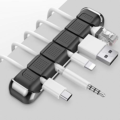 AHASTYLE Kabelhalter Kabel Organizer mit 5 Steckplätzen Kabelmanagement Schreibtisch Kabelclip Organisation für Büro Zuhause und Auto USB-Kabel/Netzkabel/Draht (Schwarz) von AHASTYLE