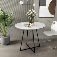 80cm runder Esstisch weiß schwarz Metall Beine modern Marmor von AHD AMAZING HOME DESIGN