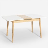 Ausziehbarer Holztisch 110-140x75cm Küche, Glas Weiß Schwarz Pixam - Weiß von AHD AMAZING HOME DESIGN