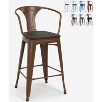 Barhocker aus stahl mit holzrückenlehne im industriestil Steel Wood Back - Braun von AHD AMAZING HOME DESIGN