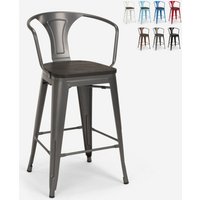 Barhocker aus stahl mit holzrückenlehne im industriestil Steel Wood Back - Dunkel Grau von AHD AMAZING HOME DESIGN