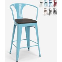 Barhocker aus stahl mit holzrückenlehne im industriestil Steel Wood Back - Hellblau von AHD AMAZING HOME DESIGN