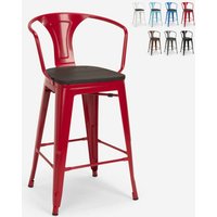 Barhocker aus stahl mit holzrückenlehne im industriestil Steel Wood Back - Rot von AHD AMAZING HOME DESIGN