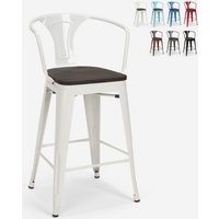 Barhocker aus stahl mit holzrückenlehne im industriestil Steel Wood Back - Weiß von AHD AMAZING HOME DESIGN