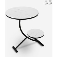 Eleganter Couchtisch mit 2 runden Marmorböden 45x50cm Marpes L - Weiß von AHD AMAZING HOME DESIGN