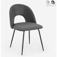 Eleganter gepolsterter Stoffstuhl für Wohnzimmer und Esszimmer Sarwa - Dunkel Grau von AHD AMAZING HOME DESIGN