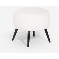 Fußhocker Wohnzimmer aus weißem Teddybouclé mit schwarzen Füßen Belix von AHD AMAZING HOME DESIGN