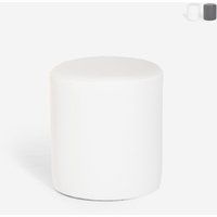 Fußhocker aus weißem grauem Kunstleder im Zylinderdesign Hebi - Weiß von AHD AMAZING HOME DESIGN