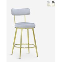 Hocker Bar Küchen aus Samt mit Rückenlehne und goldfarbenen Beinen Kraven - Grau Hocker Bar Küchen aus Samt mit Rückenlehne und goldfarbenen Beinen Kraven - Grau von AHD AMAZING HOME DESIGN