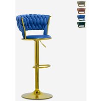 Hocker verstellbar aus goldfarbenem Metall und gewebtem Samt Macaron - Blau Hocker verstellbar aus goldfarbenem Metall und gewebtem Samt Macaron - Blau von AHD AMAZING HOME DESIGN