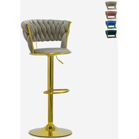 Hocker verstellbar aus goldfarbenem Metall und gewebtem Samt Macaron - Braun Hocker verstellbar aus goldfarbenem Metall und gewebtem Samt Macaron - Braun von AHD AMAZING HOME DESIGN