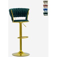 Hocker verstellbar aus goldfarbenem Metall und gewebtem Samt Macaron - Dunkel Grün von AHD AMAZING HOME DESIGN