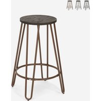 Hoher Hocker Industrielles Design Metall Holz für Bars, Restaurants, Küchen Carbon Top - Braun von AHD AMAZING HOME DESIGN