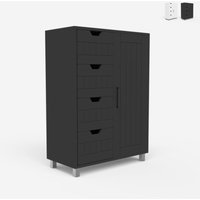 Kommode mit 4 Schubladen und 2 Regalen für das Badezimmer oder Schlafzimmer Rendel - Grau von AHD AMAZING HOME DESIGN