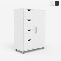 Kommode mit 4 Schubladen und 2 Regalen für das Badezimmer oder Schlafzimmer Rendel - Weiß Kommode mit 4 Schubladen und 2 Regalen für das Badezimmer oder Schlafzimmer Rendel - Weiß von AHD AMAZING HOME DESIGN