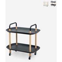 Lebensmittelwagen modern mit Rädern 2 Ablagen schwarz weiß Wala - Schwarz Lebensmittelwagen modern mit Rädern 2 Ablagen schwarz weiß Wala - Schwarz von AHD AMAZING HOME DESIGN