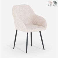 Moderne Chenille-Stuhl mit Armlehnen für Esszimmer und Küche Daiva - Beige von AHD AMAZING HOME DESIGN