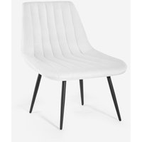 Moderner Design-Wohnzimmersessel gerippter Sitz Samtstoff Rajin - Weiß von AHD AMAZING HOME DESIGN