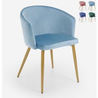 Moderner Samt Stuhl Küche Esszimmer Schlafzimmer goldene Beine Patogu - Hellblau von AHD AMAZING HOME DESIGN