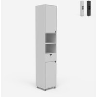 Moderner hoher Schrank mit 2 Türen, 1 Schublade und 2 Regalen Badezimmer Konyves - Weiß von AHD AMAZING HOME DESIGN