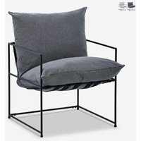 Modernes Design Sessel in minimalistischen Stil Stoff Metall schwarz Alaska - Dunkel Grau von AHD AMAZING HOME DESIGN