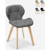 Nordic Design Stuhl Holzbeine Stoff Küche Bar Restaurant Whale - Dunkel Grau von AHD AMAZING HOME DESIGN