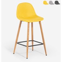 Nordischer Barhocker aus Stoff mit Rückenlehne Shona für Küche - Gelb von AHD AMAZING HOME DESIGN