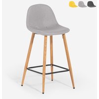 Nordischer Barhocker aus Stoff mit Rückenlehne Shona für Küche - Hellgrau von AHD AMAZING HOME DESIGN