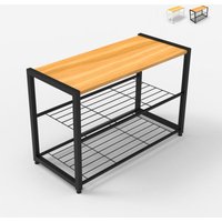 Offener Schuhschrank 2 Regale 1 Regal für 8 Paar Schuhe aus Holz Metall Amnes - Schwarz von AHD AMAZING HOME DESIGN