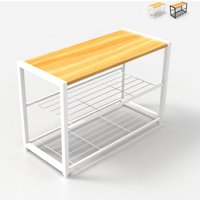 Offener Schuhschrank 2 Regale 1 Regal für 8 Paar Schuhe aus Holz Metall Amnes - Weiß von AHD AMAZING HOME DESIGN