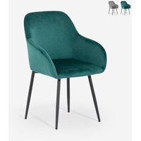 Samtstuhl Karta mit Armlehnen für das Esszimmer - Dunkel Grün von AHD AMAZING HOME DESIGN