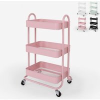 Servierwagen mit 3 Etagen und Rädern aus Metall Sall - Pink von AHD AMAZING HOME DESIGN