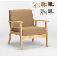 Sessel Holzstuhl Im Skandinavischen Vintage-Design mit Armlehnen Uteplass - Beige von AHD AMAZING HOME DESIGN