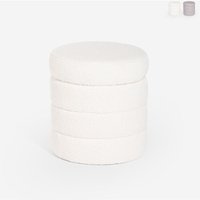Sitzhocker Bouclé Stauraum Zylinder Design Wohnzimmer Mugi - Weiß von AHD AMAZING HOME DESIGN
