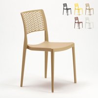 Stuhl Stapelbar aus Polypropylen Stühle für Bar Küche und Garten Cross - Beige von AHD AMAZING HOME DESIGN