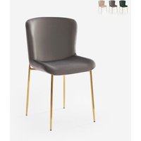 Stuhl aus Stoff Design Esszimmer mit goldfarbenen Beinen Virin - Grau von AHD AMAZING HOME DESIGN